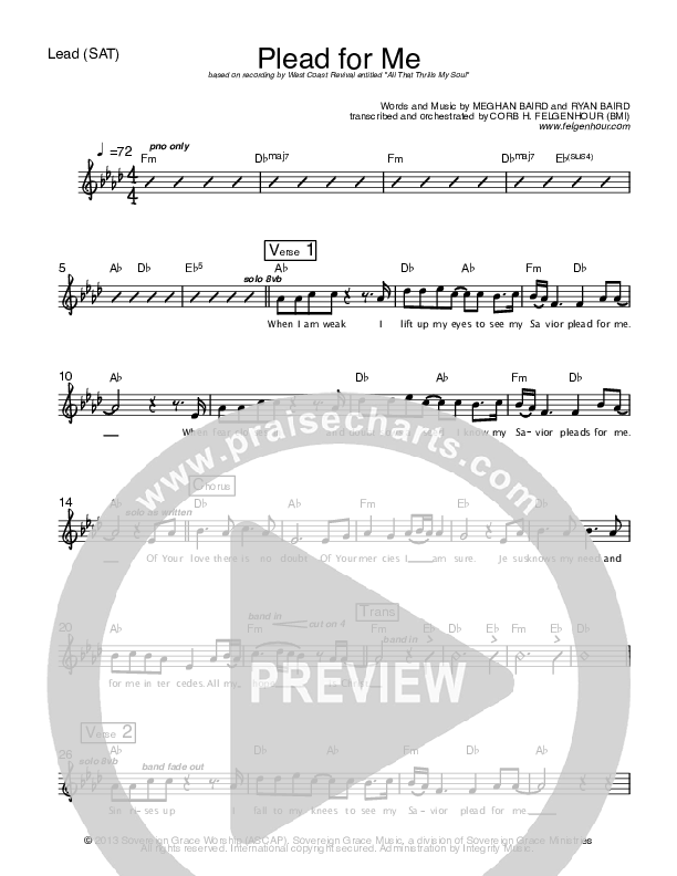 Plead For Me Lead Sheet (SAT) (West Coast Revival)