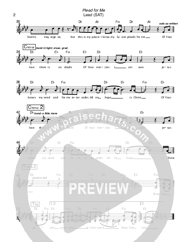 Plead For Me Lead Sheet (SAT) (West Coast Revival)