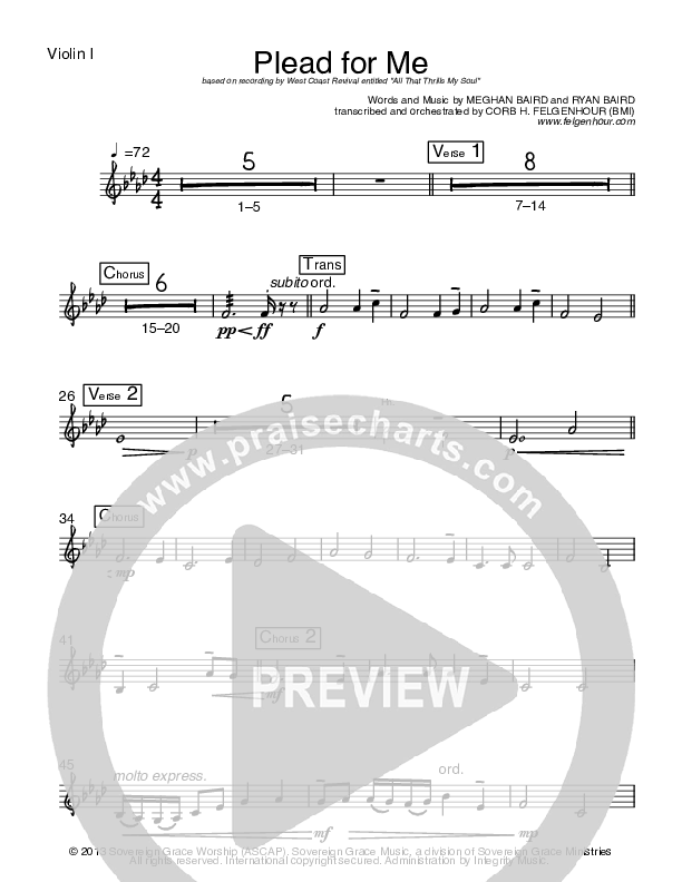 Plead For Me Violin 1 (West Coast Revival)