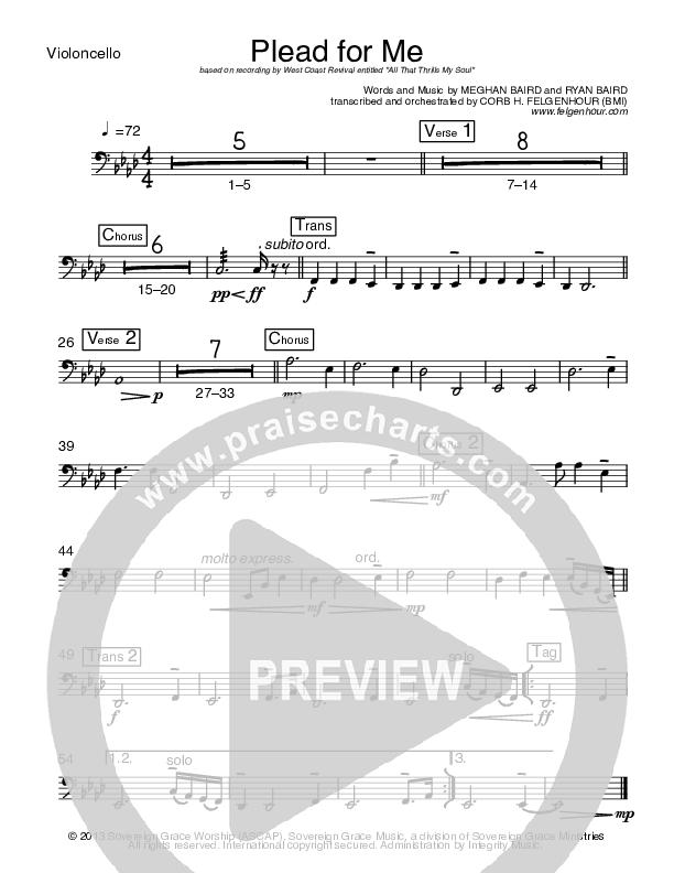 Plead For Me Violincello (West Coast Revival)