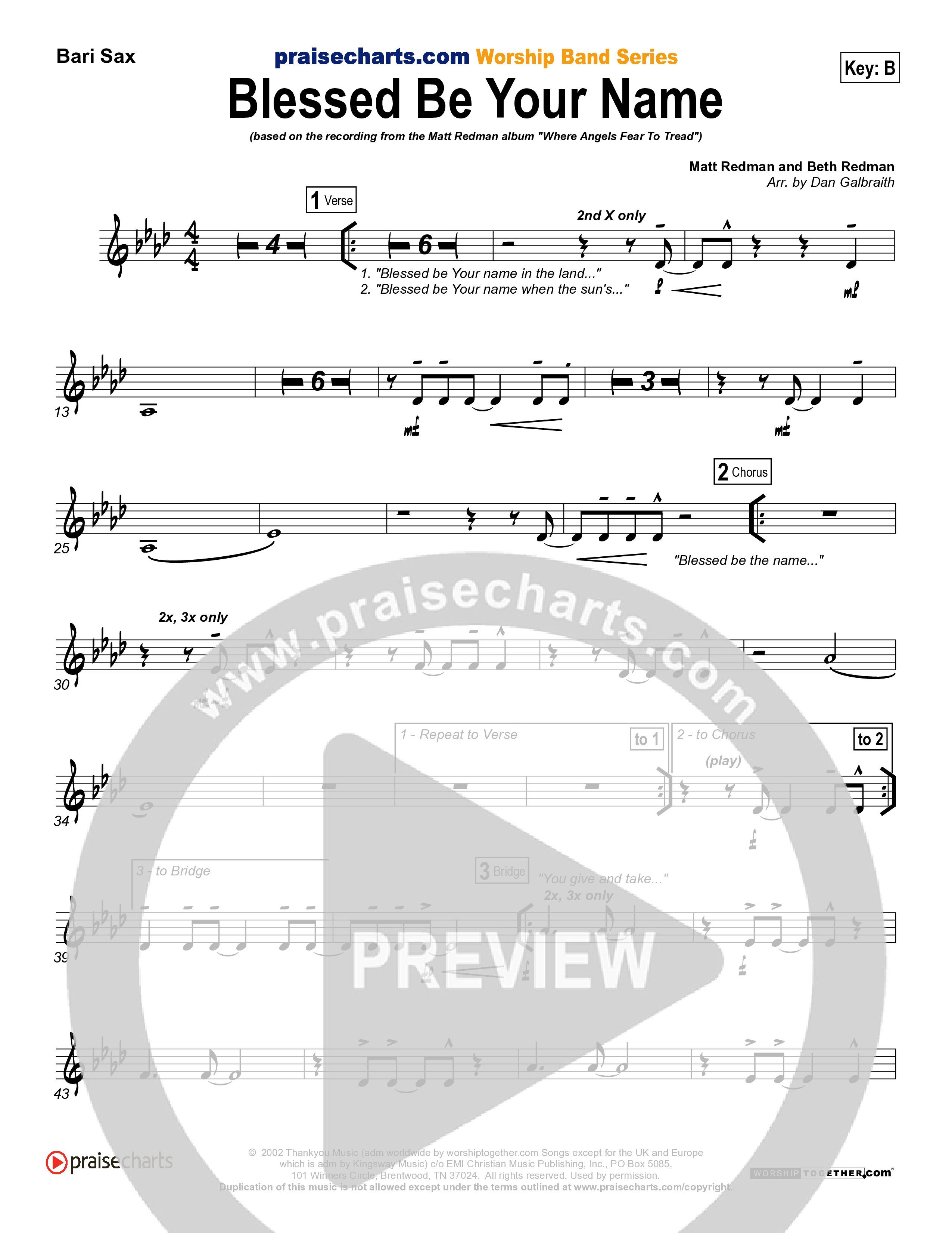 Blessed Be Your Name Bari Sax (Matt Redman)