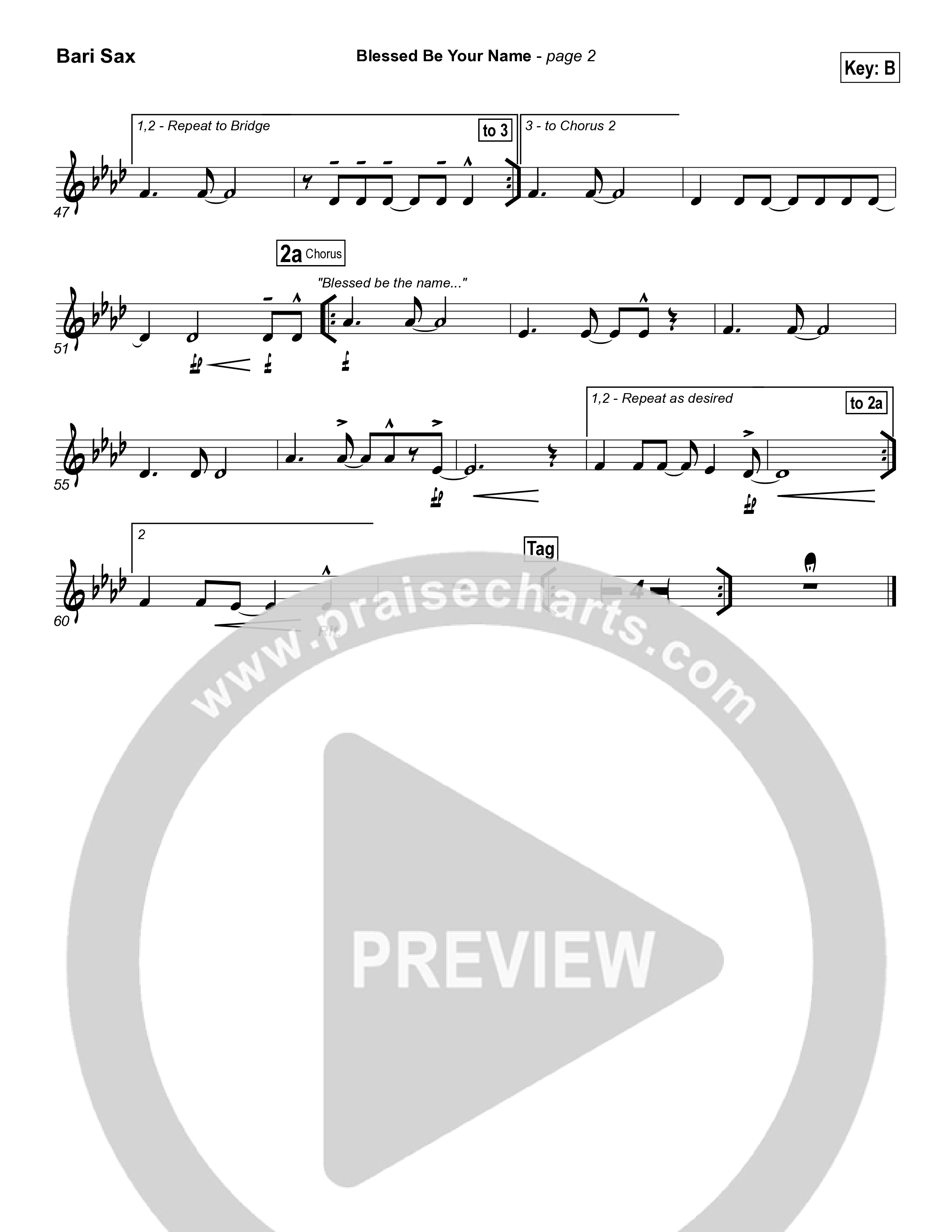 Blessed Be Your Name Bari Sax (Matt Redman)