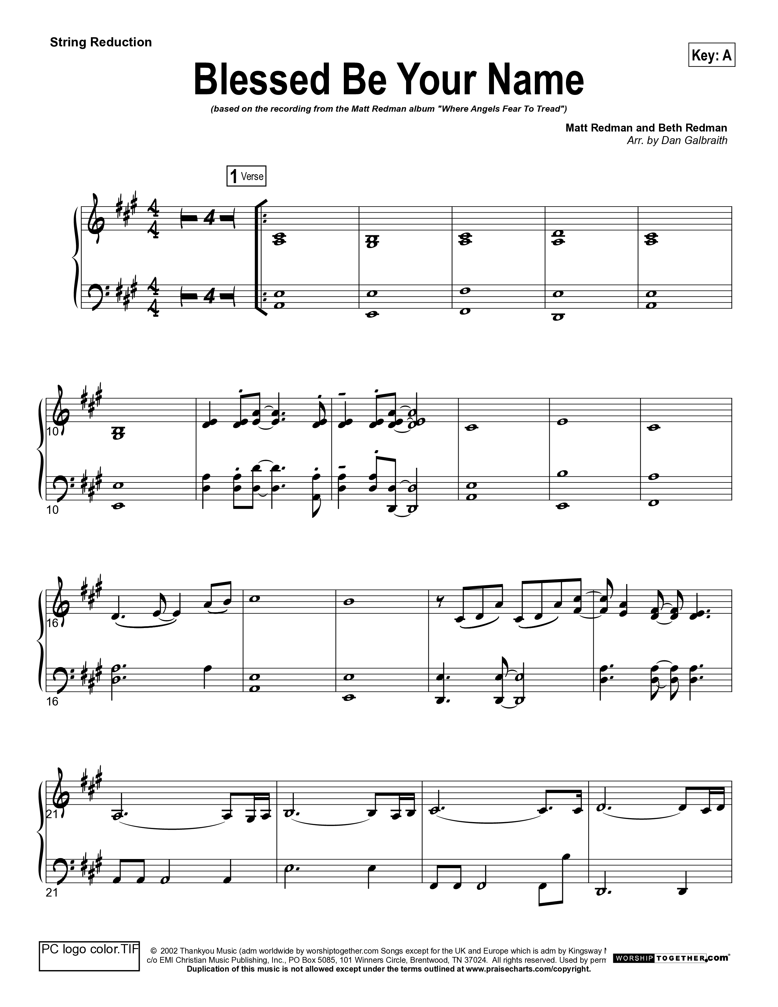 Blessed Be Your Name String Reduction (Matt Redman)