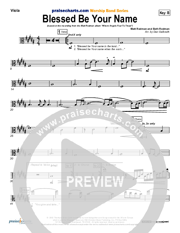 Blessed Be Your Name Viola (Matt Redman)