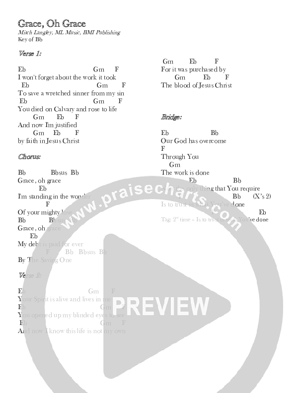 Grace Oh Grace Chords & Lyrics (Mitch Langley)
