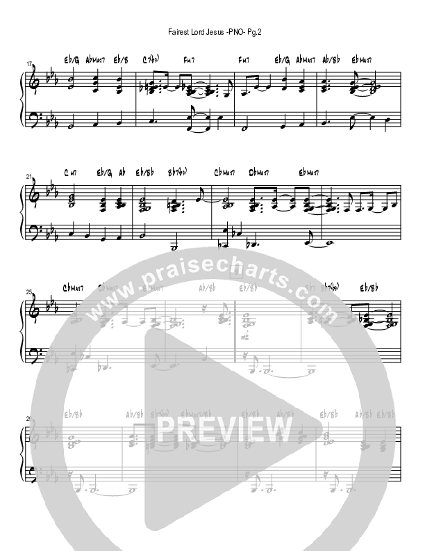 Fairest Lord Jesus (Instrumental) Piano Sheet (Good Jazz Series)