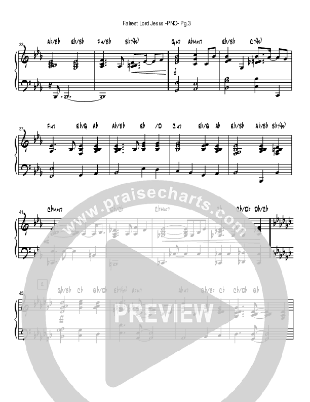 Fairest Lord Jesus (Instrumental) Piano Sheet (Good Jazz Series)