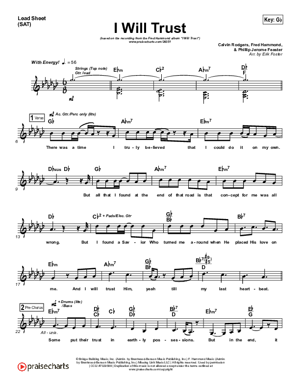 I Will Trust Lead (SAT) (Fred Hammond)