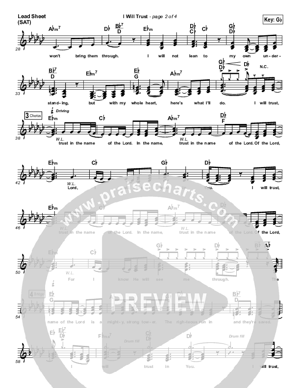 I Will Trust Lead (SAT) (Fred Hammond)