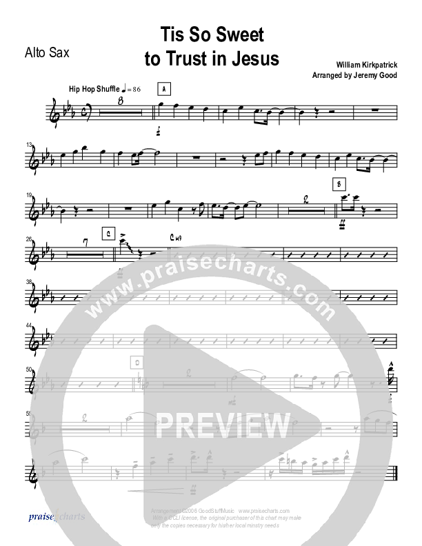 Tis So Sweet To Trust In Jesus (Instrumental) Alto Sax 1/2 (Good Jazz Series)