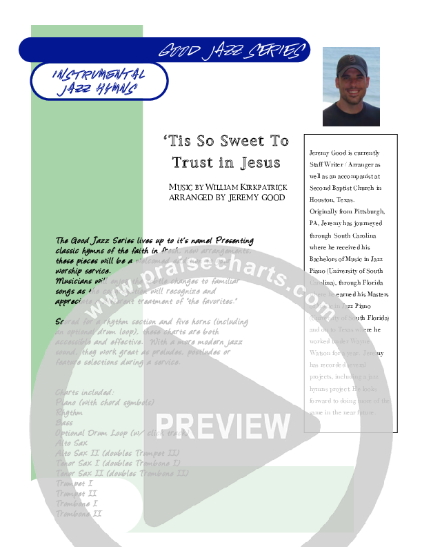 Tis So Sweet To Trust In Jesus (Instrumental) Cover Sheet (Good Jazz Series)