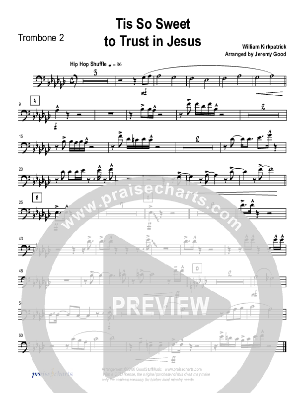 Tis So Sweet To Trust In Jesus (Instrumental) Trombone 2 (Good Jazz Series)