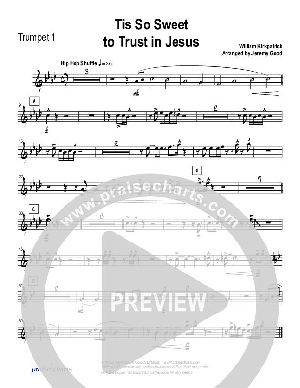 Tis So Sweet To Trust In Jesus (Instrumental) Trumpet 1 (Good Jazz Series)