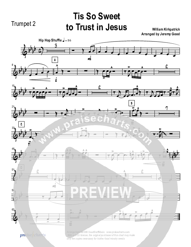 Tis So Sweet To Trust In Jesus (Instrumental) Trumpet 2 (Good Jazz Series)