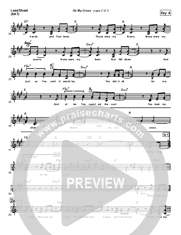 On My Cross Lead Sheet (SAT) (FFH)