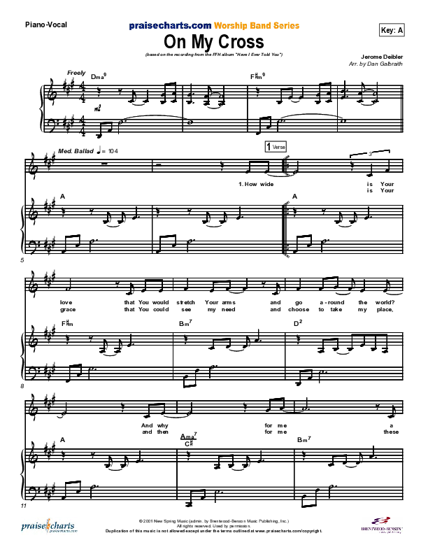 On My Cross Piano/Vocal (SATB) (FFH)