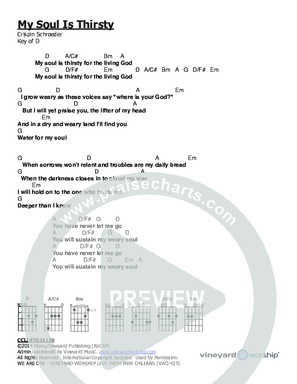 My Soul Is Thirsty Chords & Lyrics (Vineyard Worship)