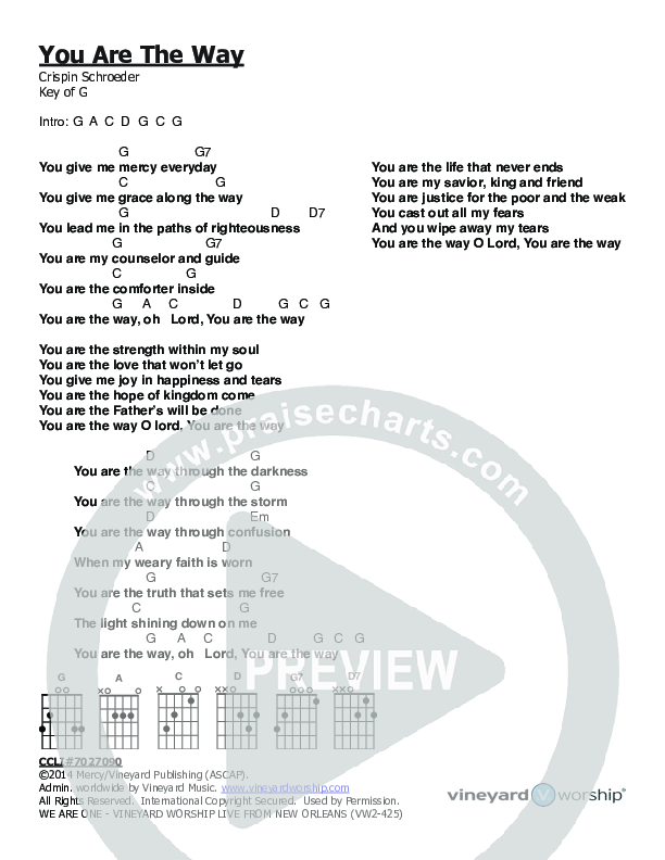 You Are The Way Chords & Lyrics (Vineyard Worship)