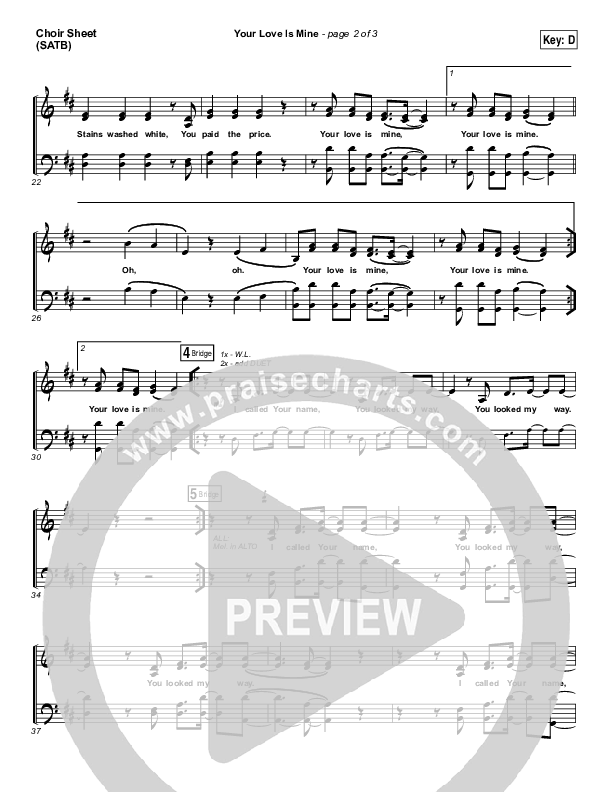 Your Love Is Mine Choir Sheet (SATB) (I Am They)