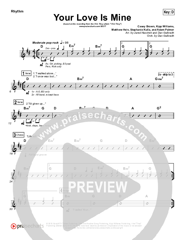 Your Love Is Mine Rhythm Chart (I Am They)