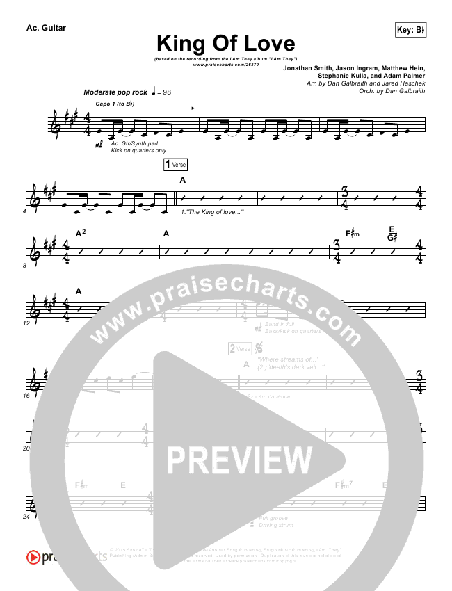 King Of Love Rhythm Acoustic Guitar Chart I Am They Praisecharts G the king of love my shepherd is. praisecharts