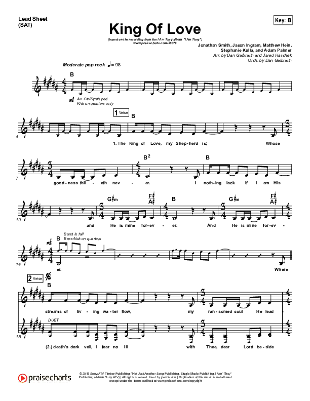 King Of Love Lead Sheet (SAT) (I Am They)