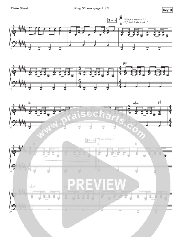 King Of Love Piano Sheet (I Am They)