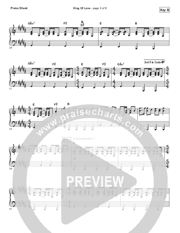 King Of Love Piano Sheet (I Am They)