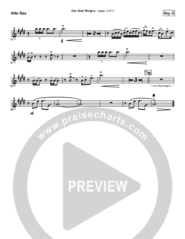 Our God Reigns Alto Sax (Brandon Heath)