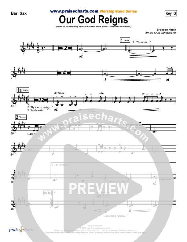 Our God Reigns Bari Sax (Brandon Heath)