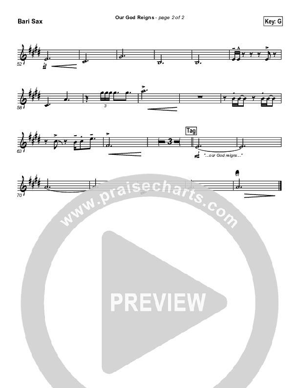 Our God Reigns Bari Sax (Brandon Heath)