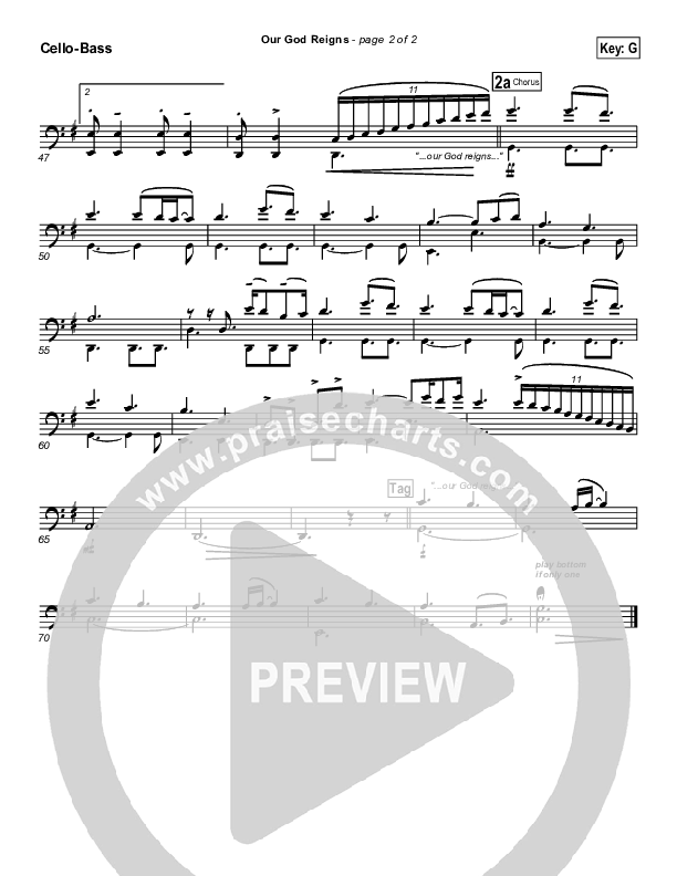 Our God Reigns Cello/Bass (Brandon Heath)