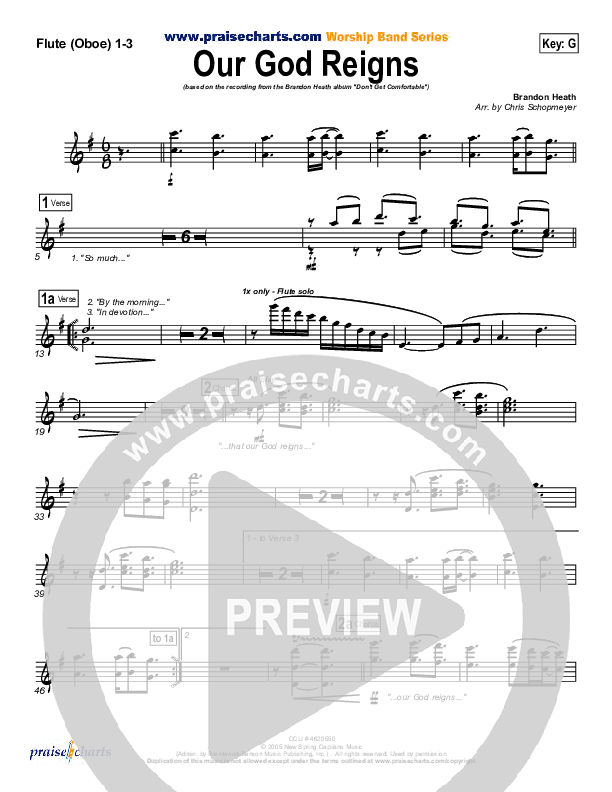 Our God Reigns Flute/Oboe 1/2/3 (Brandon Heath)