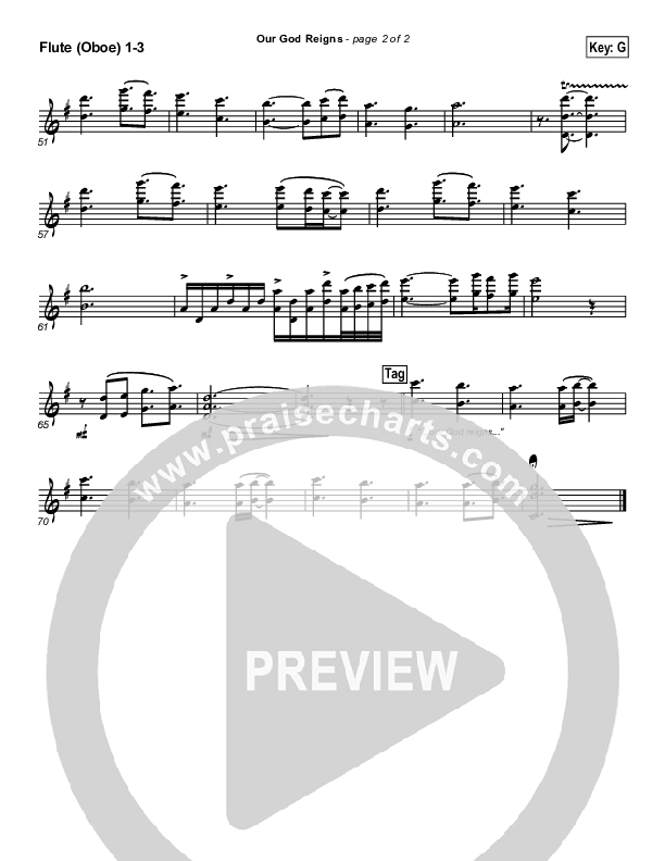 Our God Reigns Flute/Oboe 1/2/3 (Brandon Heath)