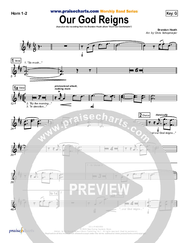 Our God Reigns French Horn 1/2 (Brandon Heath)