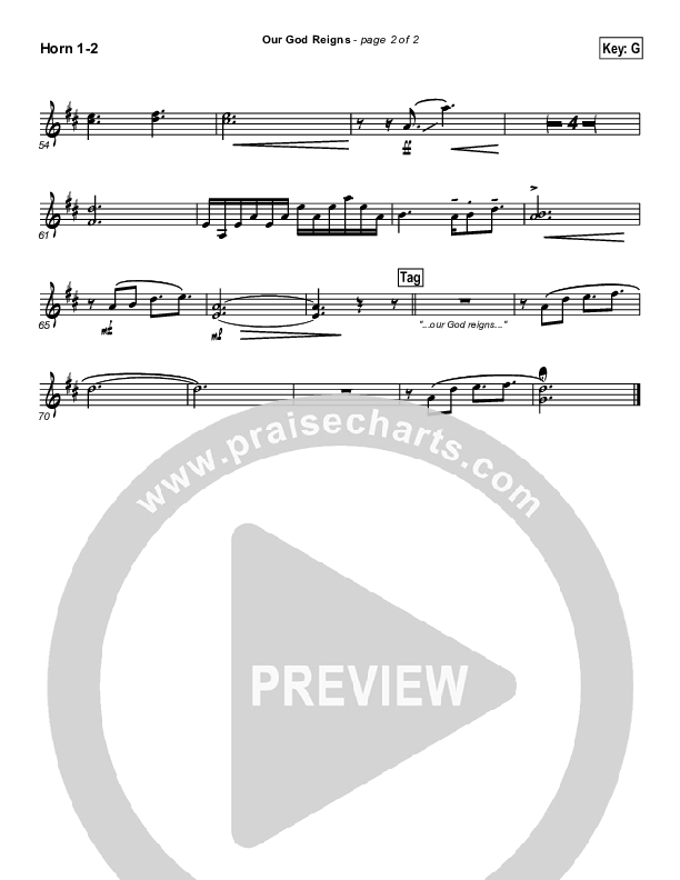 Our God Reigns French Horn 1/2 (Brandon Heath)