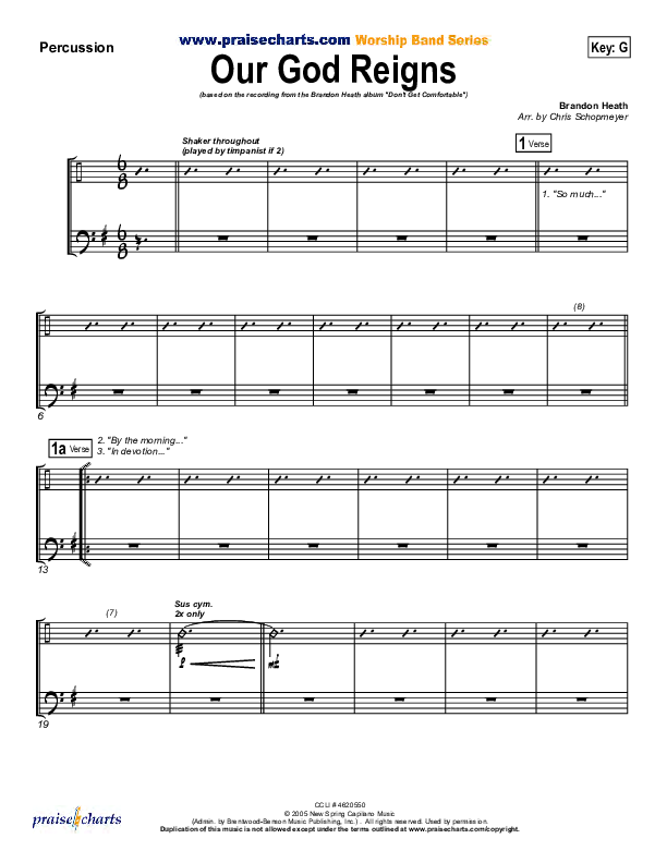 Our God Reigns Percussion (Brandon Heath)