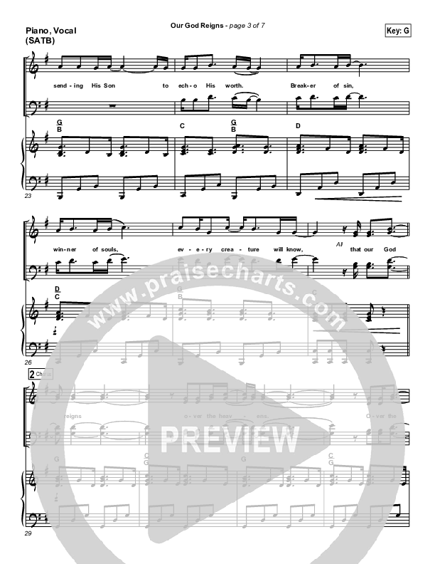 Our God Reigns Piano/Vocal (Brandon Heath)