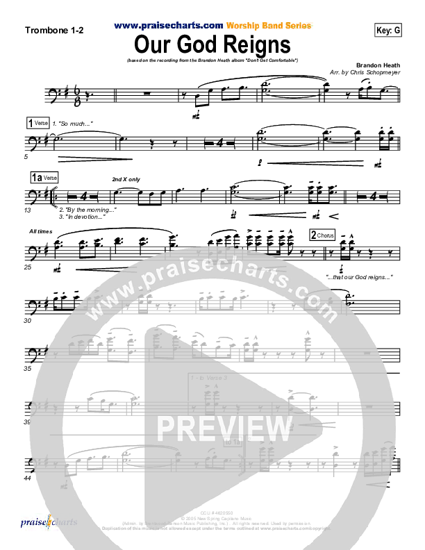 Our God Reigns Trombone 1/2 (Brandon Heath)