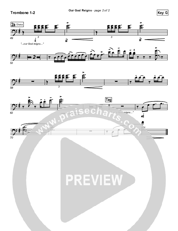 Our God Reigns Trombone 1/2 (Brandon Heath)