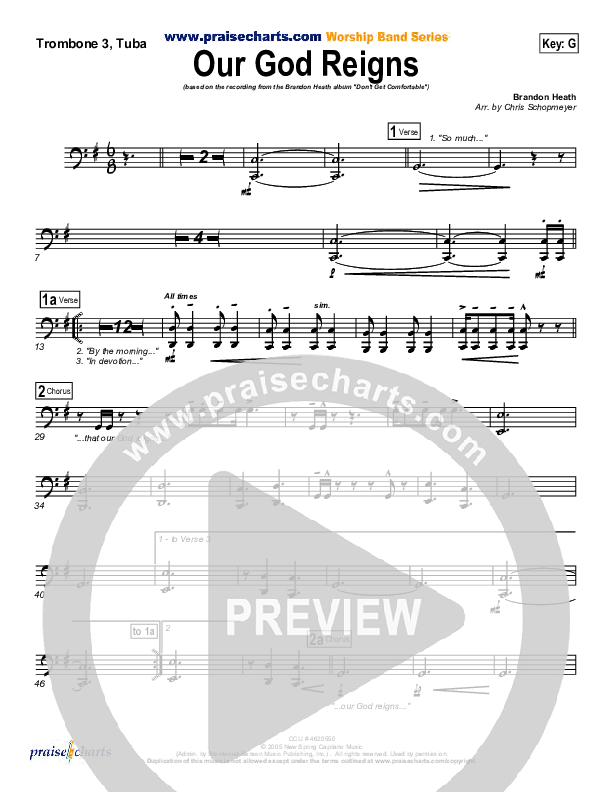 Our God Reigns Trombone 3/Tuba (Brandon Heath)
