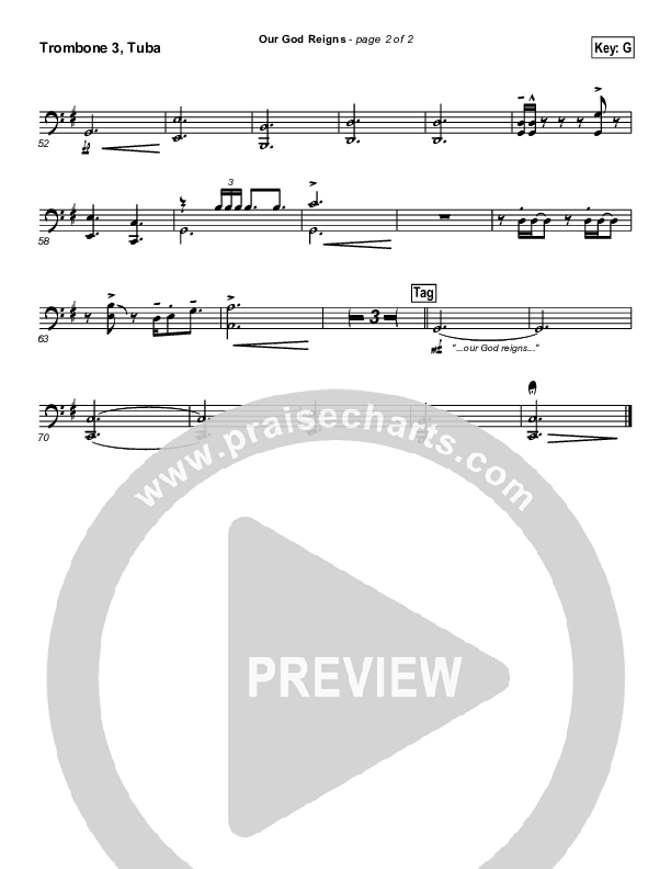 Our God Reigns Trombone 3/Tuba (Brandon Heath)