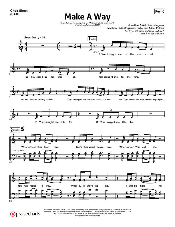 Make A Way Choir Sheet (SATB) (I Am They)