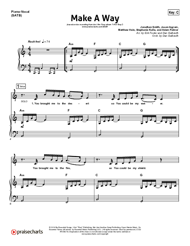 Make A Way Piano/Vocal (SATB) (I Am They)