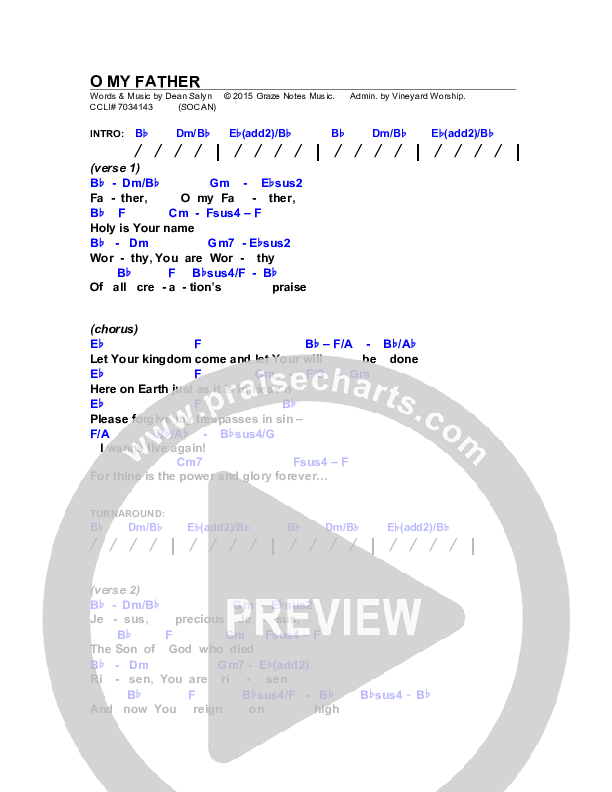 O My Father Chords & Lyrics (Dean Salyn)