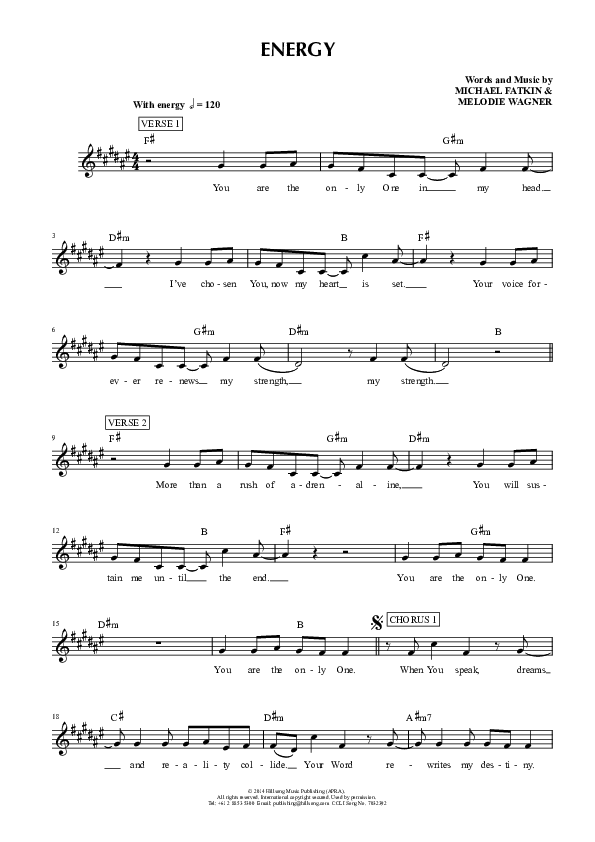 Energy Lead Sheet (Hillsong Young & Free)