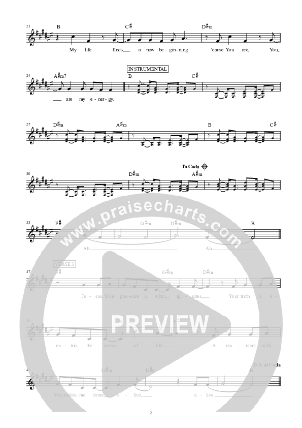 Energy Lead Sheet (Hillsong Young & Free)