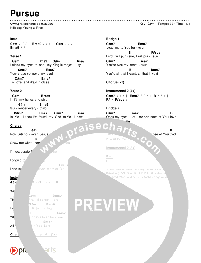 Pursue Chords & Lyrics (Hillsong Young & Free)