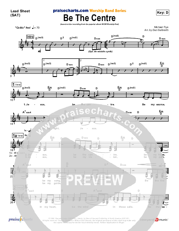 Be The Centre Lead Sheet (Vineyard UK)