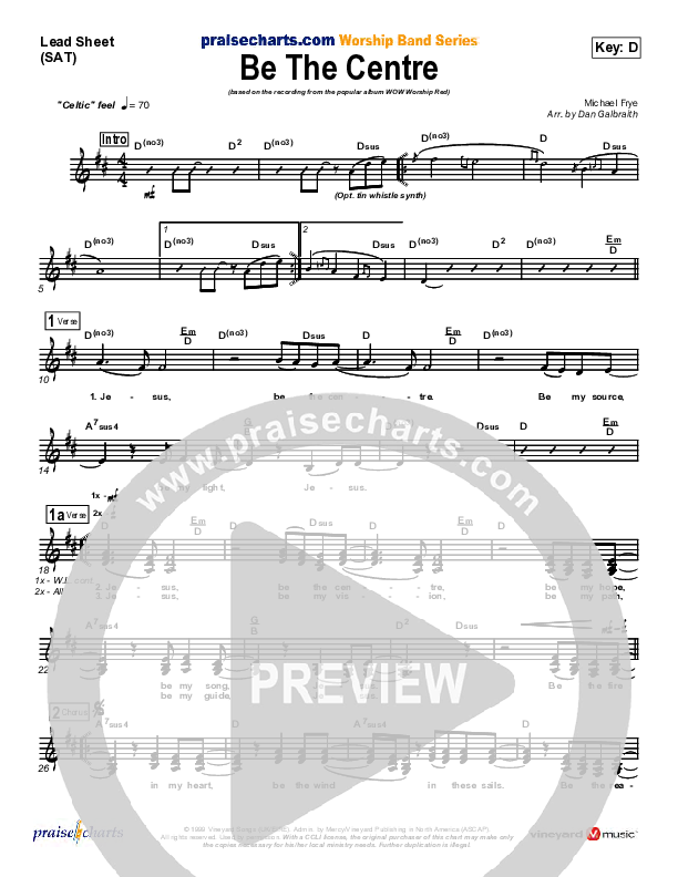 Be The Centre Lead Sheet (SAT) (Vineyard UK)